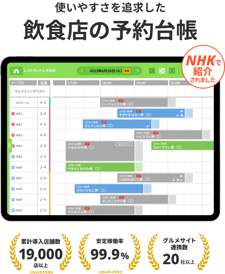 使いやすさを追求した飲食店の予約台帳