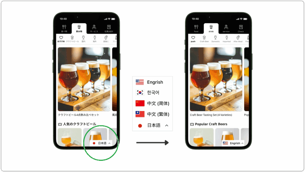 言語切り替えインターフェース